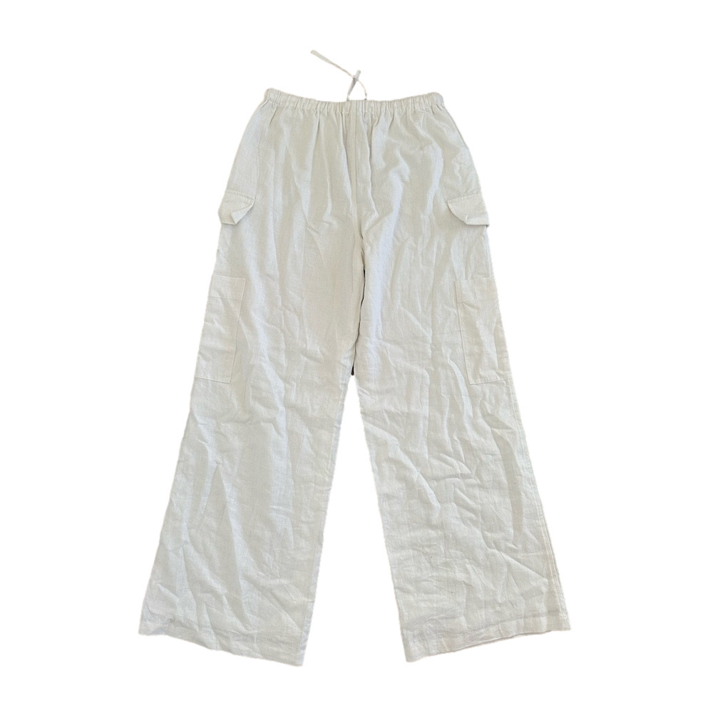 Philosophy White Linen Cargo Pants XS